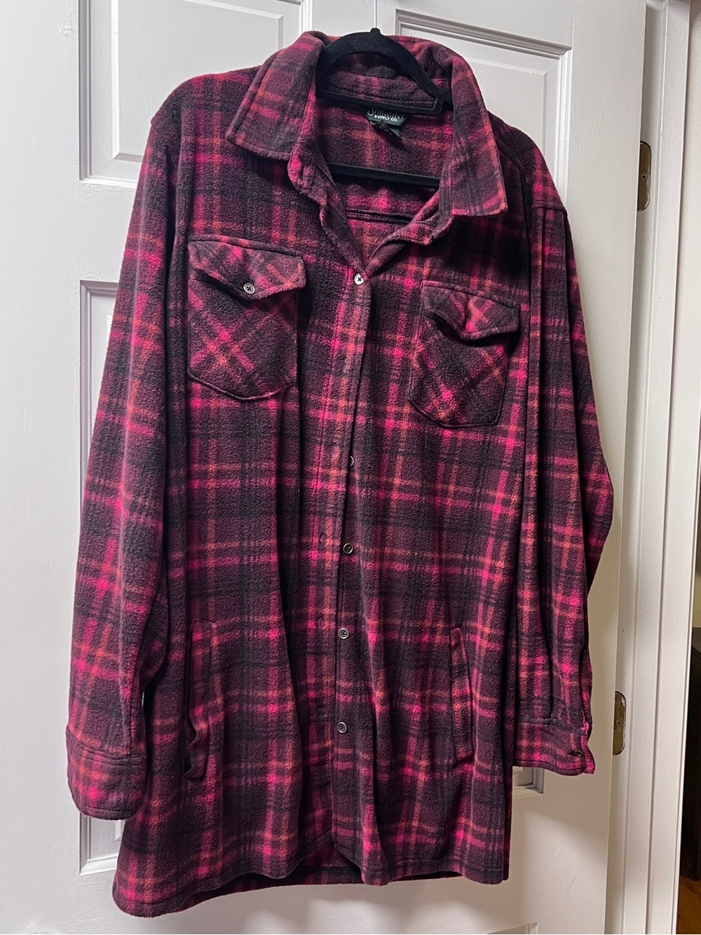Women's Pink Plaid Button-Front Shirt Dress